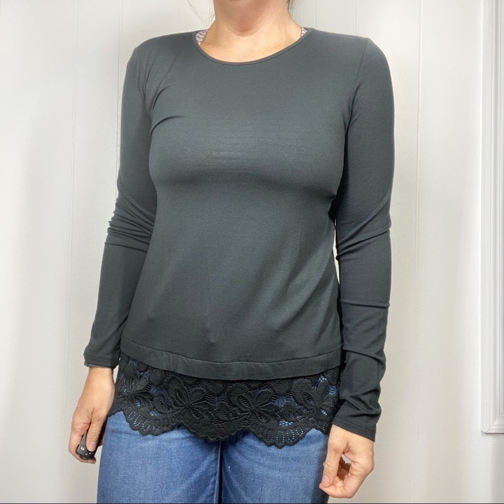 J. Jill Wearever Collection Lace Trimmed T Shirt